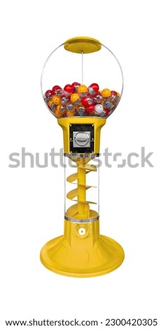 Yellow capsule toy vending machine isolated on white background Royalty-Free Stock Photo #2300420305