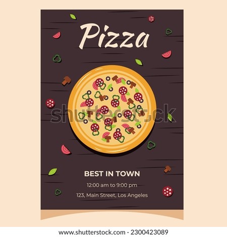Pizza flyer, poster, cover, banner or background. Vector illustration.