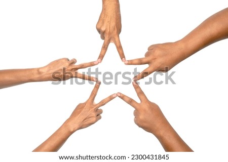 The hand gesture of friendship is isolated over white background