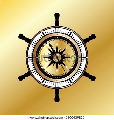 vintage ship wheel compass template design