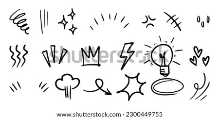set of Hand drawn doodle expression sign for concept design isolated on white background. vector illustration. Royalty-Free Stock Photo #2300449755