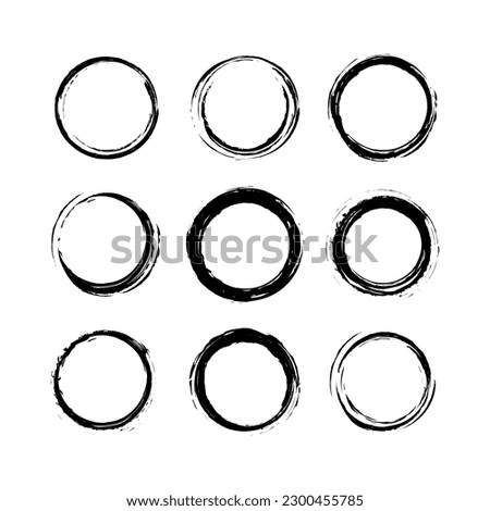 set of circle brush element vector, abstract circle grunge