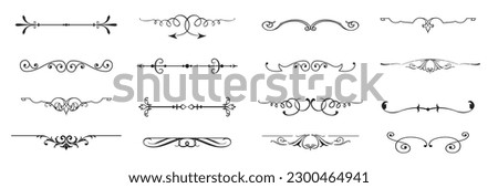 Set of decorative divider elements. Border florish collection. Vector. Royalty-Free Stock Photo #2300464941