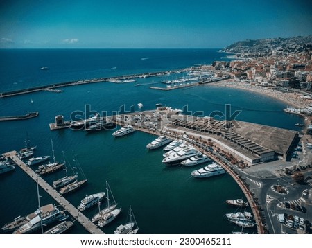 Italy, Liguria Region, Province of Imperia, Sanremo Aerial View. 
