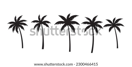 	
Black palm tree set vector illustration on white background silhouette art black white stock illustration	
