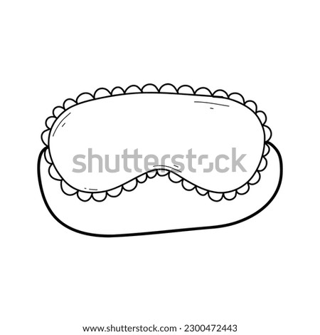 Mask for sleep. Vector illustration. Doodle style. Linear sleep mask with lace.
