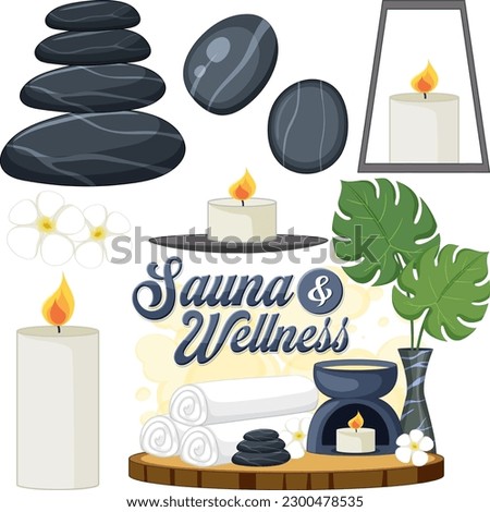 Spa and Sauna Self Care Elements Collection illustration