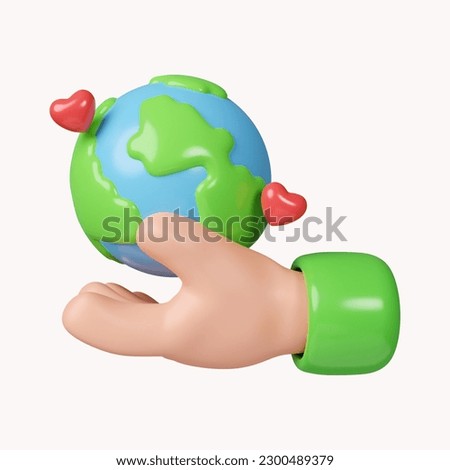 3d Human hands holding global. Green Planet in Your Hands. Save Earth. Environment Concept. icon isolated on white background. 3d rendering illustration. Clipping path..