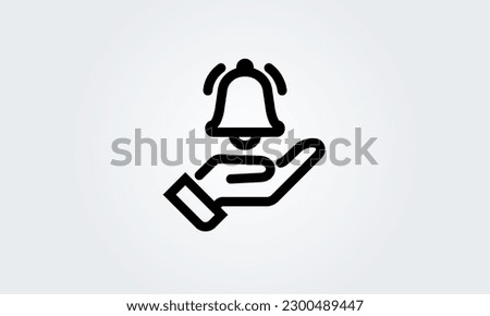 Notification bell hand line icon . Incoming inbox New message notification . Ringing bell, clock, smartphone, alarm alert reminder symbol. Vector Illustration