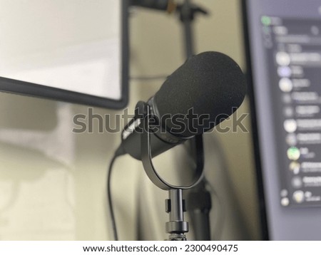Podcast professional dynamic mic in mini studio