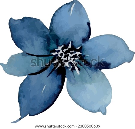 Watercolour Himalayan blue poppy floral illustration. Hand drawn detailed botanical vector - for bouquets, wreaths, wedding invitations, anniversary, birthday, postcards, greetings.