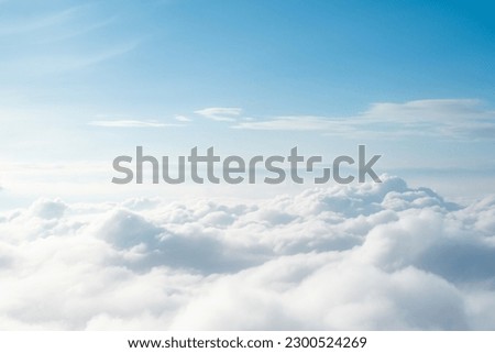 High nature view large white clouds on soft sky background in the morning, View of white cloudy on the plane. Royalty-Free Stock Photo #2300524269