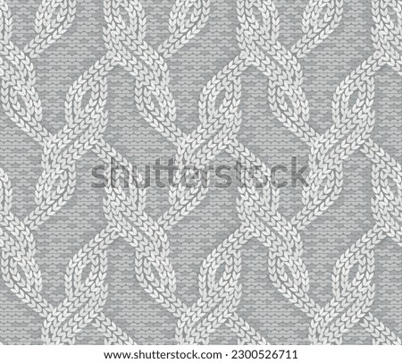 Braids knitting texture seamless pattern. Vector illustration. Royalty-Free Stock Photo #2300526711