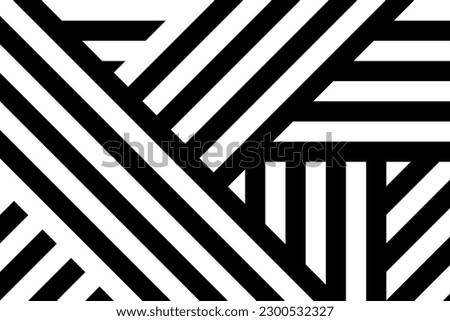 Abstract black and white straight lines with different angles pattern for illustration. Royalty-Free Stock Photo #2300532327