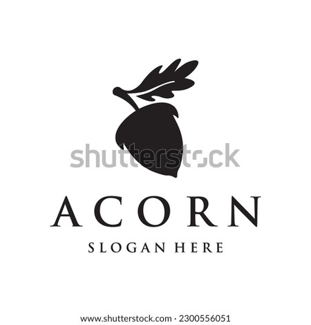 Acorn logo design with leaves with vector illustration editing. Royalty-Free Stock Photo #2300556051