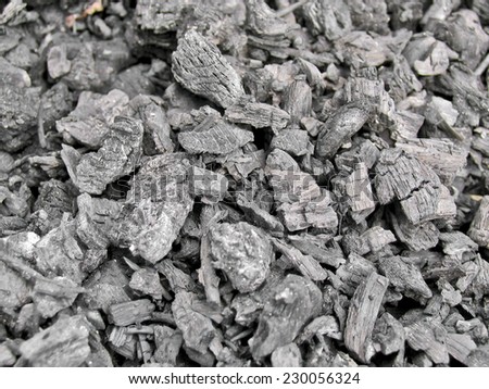 Texture of the extinct embers. Shallow depth of field