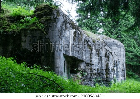 Remains of fortified infantry bunker used during second world war at Czechoslovakia