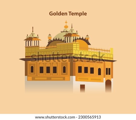 Golden Temple vector illustration Amritsar state India Punjabi Royalty-Free Stock Photo #2300565913