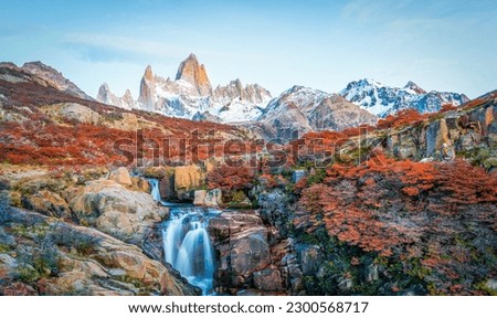 Autumn color in Patagonia.This is the destination of many hikers. Royalty-Free Stock Photo #2300568717
