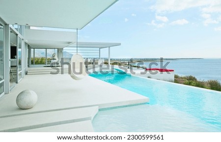 Swimming pool and modern house