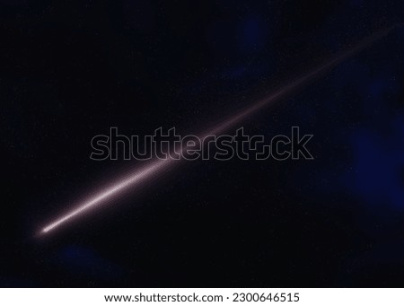Meteor flash isolated on the background of the night sky. Astronomical photograph of a meteor trail.