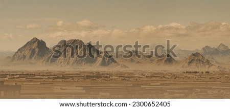 The Sleeping Godzilla in Afghanistan in a sunny day.
A mountainous region to the west of Herat that looks similar to the back of a sleeping Godzilla.
 Royalty-Free Stock Photo #2300652405