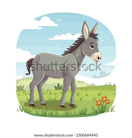 A donkey cute animal cartoon character vector illustration Royalty-Free Stock Photo #2300684943