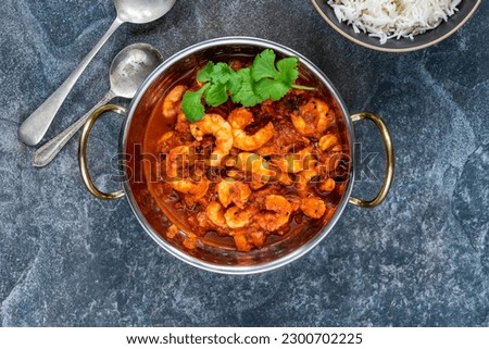 Tamarind prawn curry with rice Royalty-Free Stock Photo #2300702225