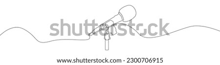 Microphone sign line continuous drawing vector. One line Microphone vector background. Microphone icon. Continuous outline of Microphone. Linear Microphones designs.