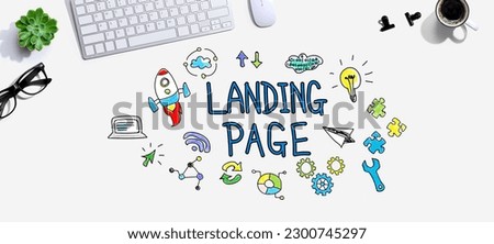 Landing page with a computer keyboard and a mouse