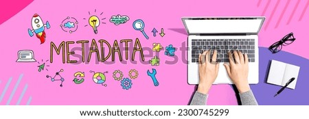 Metadata with person using a laptop computer
