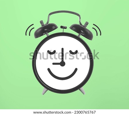 Cute smiling happy alarm time clock. Alarm time clock character concept