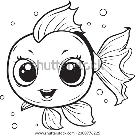 coloring cute fishe cartoon illustration
