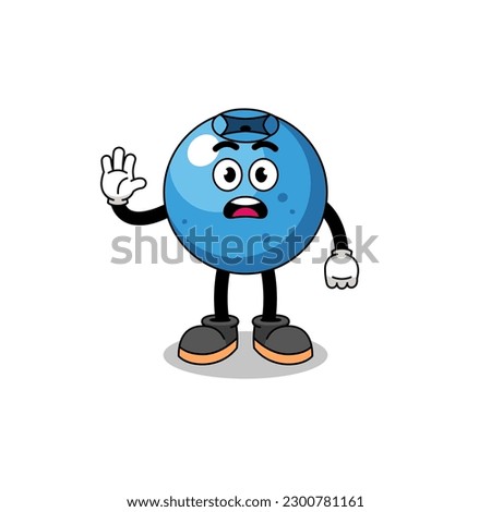 blueberry cartoon illustration doing stop hand , character design