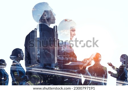 Group of business people outlines with lit background Royalty-Free Stock Photo #2300797191