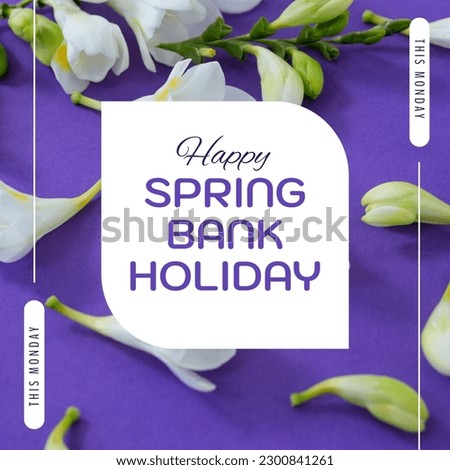 Composition of spring bank holiday text over flower petals. Spring bank holiday and celebration concept digitally generated image.
