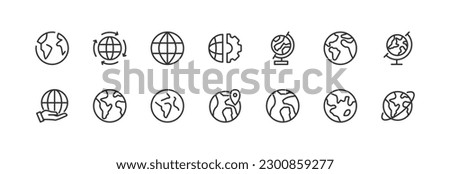 globe line icon set with editable stroke. Outline collection of vector objects. Premium icon pack