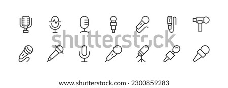 microphone simple icon set. Outline editable stroke. Pixel perfect 24x24px. Isolated on a white background Royalty-Free Stock Photo #2300859283
