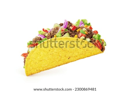 Mexican taco isolated on a white background Royalty-Free Stock Photo #2300869481
