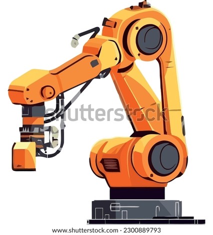 Robotic arm on heavy machinery over white