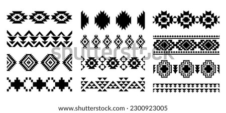 Southwestern Aztec Seamless Borders Navajo Decorative Strokes Element Collection Native American Ethnic Illustration Set Isolated on White Royalty-Free Stock Photo #2300923005