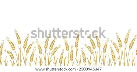 Seamless hand drawn wheat ears stalks pattern Royalty-Free Stock Photo #2300945347