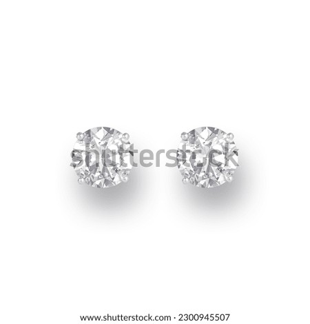 Fine 925 Sterling Silver Earrings on White Background Royalty-Free Stock Photo #2300945507