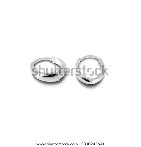 Fine 925 Sterling Silver Earrings on White Background Royalty-Free Stock Photo #2300945641