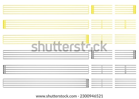 3d render gold and black music staff isolated on white background with clipping path