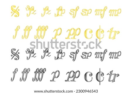 3d render gold and black music note symbol isolated on white background with clipping path