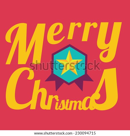 Merry Christmas illustration over color background