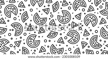 Pizza backdrop. Back line pizza pattern on white background. Vector illustration EPS 10 Royalty-Free Stock Photo #2301008109