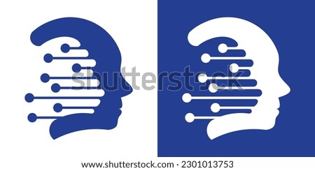 technology intelligence logo design, design head icon vector illustration