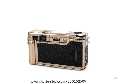 back side of old camera isolated on white.